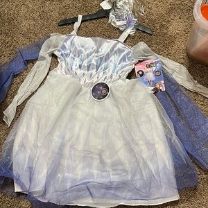 Disney Frozen Elsa Pretend Play Dress Up Light Up Halloween Costume M (7/8) NWT